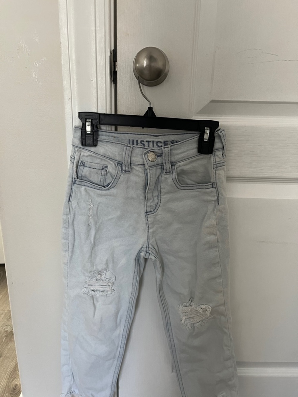 Justice Pale Blue Girls' Distressed Skinny Jeans